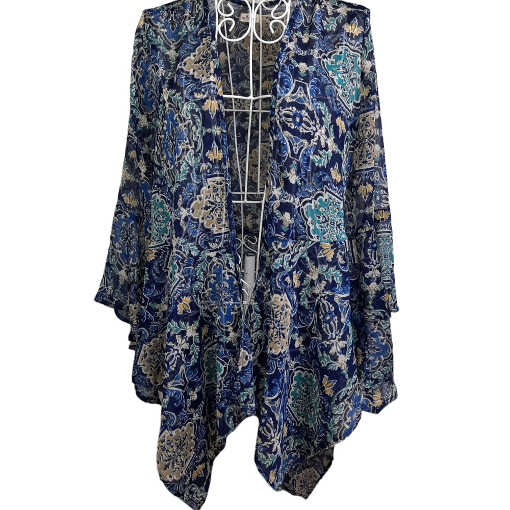 Hollister Bell Sleeve Baroque Cardigan Boho Peplum SZ Small